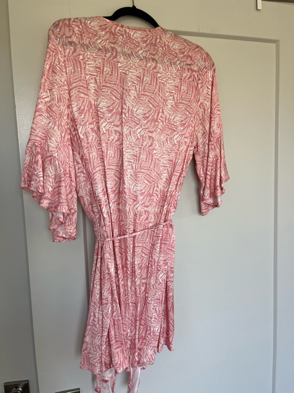 Maaji Pink and Cream Leaf-Print Wrap Dress - Picture 12 of 13